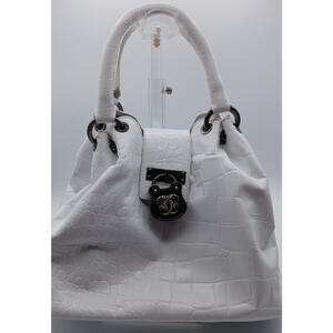 Pre-Loved Sharif Legacy White Embossed Genuine Calf Leather City Satchel. $129.